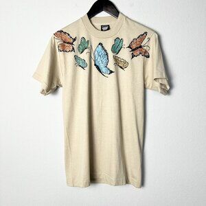 Vintage 90s Y2K Butterfly Shirt Glittery Maximalism One Of A Kind Size Small‎